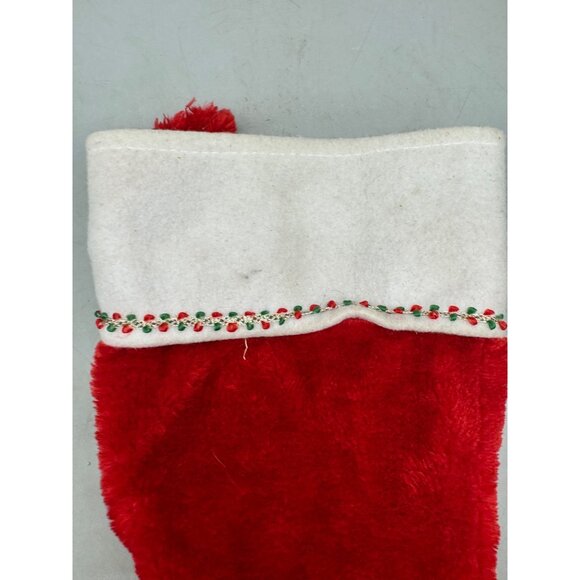 vintage solid Red & White Christmas Stocking With Decorative Trim READ - Picture 4 of 4